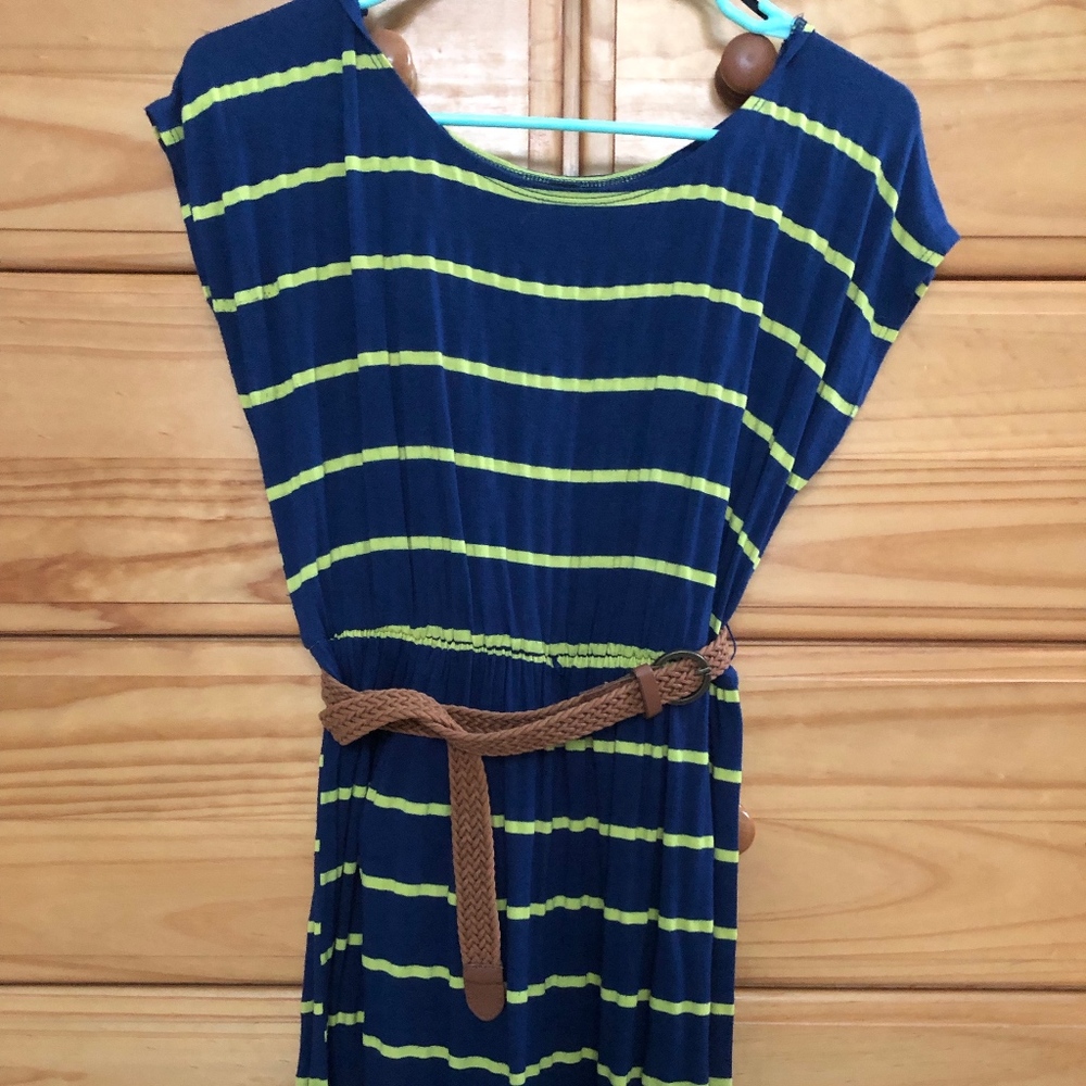 Blue and Yellow Striped Sundress